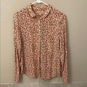 Anthropologie Philosophy Soft Women’s Pink Floral Print Button Up Shirt